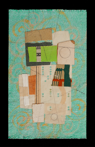 Rite (Balance), 2012, paper, acrylic, graphite on cut canvas, vintage frame, f.s. 8 1/2 x 6 1/2" / i.s. 5 1/2 x 3 3/8"