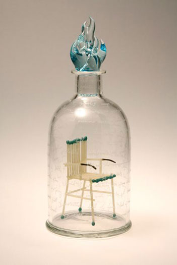 Portrait - Chair, 2010, hot worked, blown glass, engraving, 12 x 5 x 5"