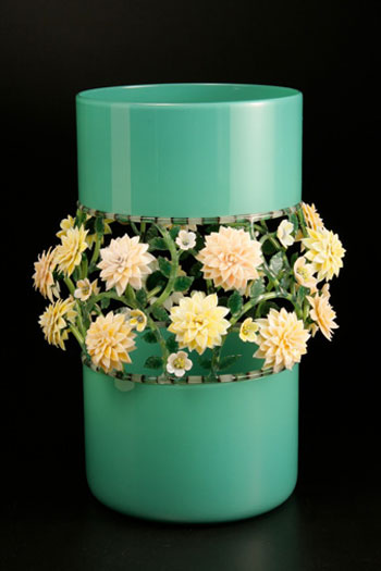 Jade Cylinder - Tacoma Series, 2012, blown, lampwork, 14 3/4 x 11"