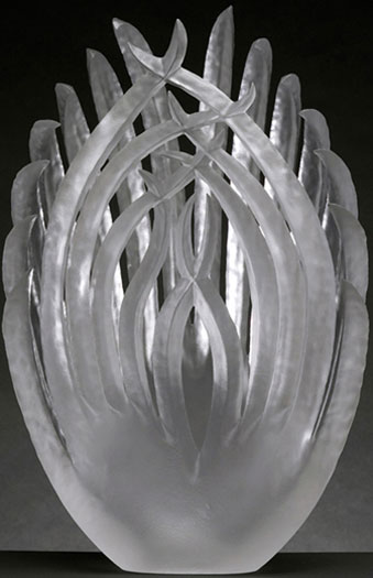 Clear Cradle Growth, 2005, handblown clear glass, sandblasted, 15 x 10 x 4"