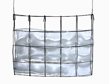 Light Breeze, 2000, slumped glass, wire, steel, 24 x 36 x 8"