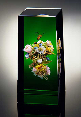 Floating Bouquet Cloistered Botanical, 2003, lampworked glass, 5 5/8 x 2 3/4 x 2 3/4"