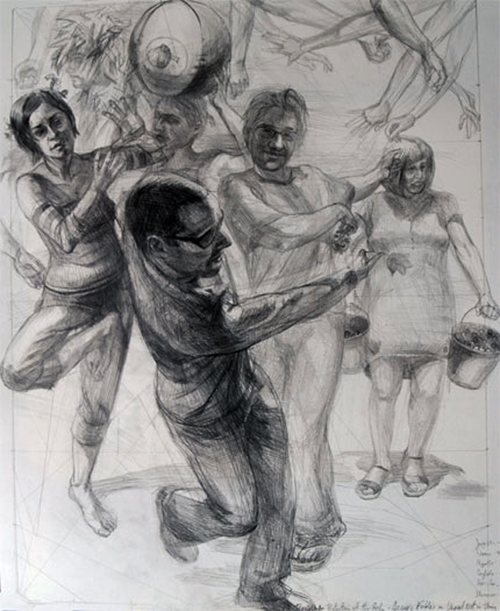 Aesop's Fable: Trees Under Protection of the Gods, 2011, graphite on paper, 21 x 17 1/2"