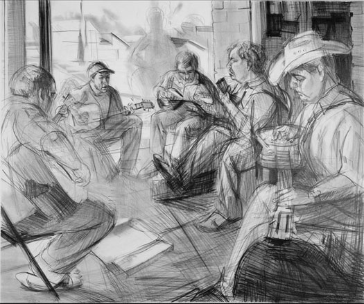 Saturday's at 2pm, 2004, graphite on paper, 32 x 37"