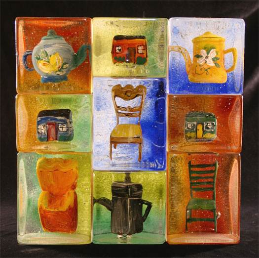 Clarissa's Cottage, 2007, cast glass with off-hand inclusion, 13 x 13 x 3 1/2"sa's Cottage, 2007, cast glass with off-hand inclusion, 13 x 13 x 3 1/2"