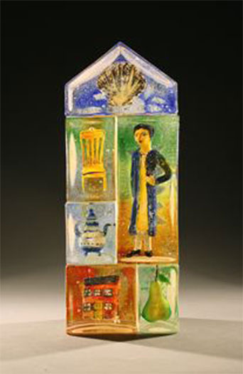 Remembering Mrs. Delany, 2010, sandcast glass assembled with inclusions, 20 x 8 x 5 1/4"