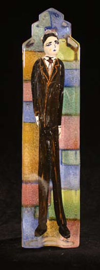 City People: TS Eliot, 2007, cast glass with off-hand inclusion, 19 x 4 1/2 x 4"