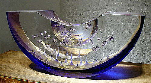 U-40 Wreck Boat, 2002, cast lead crystal, 6 x 14 x 4"